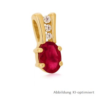 Goldener Rubin-Gleiter-Anhänger mit Zirkonia – ca. 4x10 mm, verdeckte Schlaufe