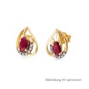 Goldene Ohrstecker mit Rubin & Zirkonia –...