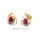 Goldene Ohrstecker mit Rubin & Zirkonia – Tropfenform, ca. 10x8 mm