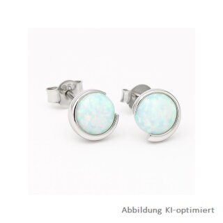 Sterling Silber 925 Ohrstecker mit synthetischem Opal – Glanzvolle Eleganz