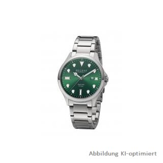 Regent Herrenuhr Edelstahlband Saphirglas Ziffernblatt grün Datum 10 ATM F-1455