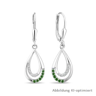 Ohrpendel Tropfen aus 925er Silber mit grünen & weißen Zirkonia – elegante Schmuckstücke für stilvolle Auftritte