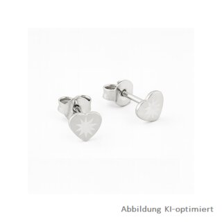 Sterling Silber Herz-Ohrstecker mit Sternmuster – ca. 6,6 mm