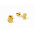 Ohrstecker Gold 333 | Rund mit Karomuster, 6 mm Durchmesser