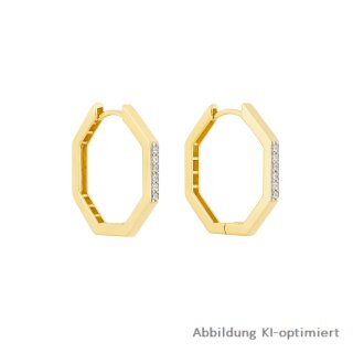 Klappcreolen 333 Gold wabenförmig mit Zirkonia
