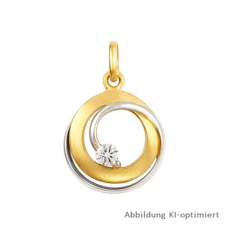 Anhänger 333 Gold mattpoliert rhodiniert mit Zirkonia, ca. 20x14 mm