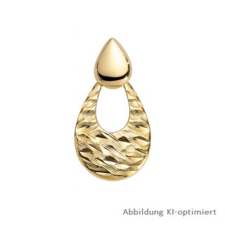 Gleiter-Anhänger 333 Gold poliert mit beweglichem Tropfen & Brillantschliffmuster, ca. 21x11 mm