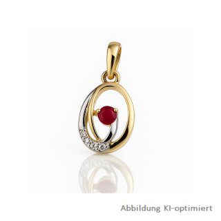 Bicolor-Anhänger aus 333 Gold mit Rubin & Zirkonia – Eleganz in zweifarbiger Harmonie
