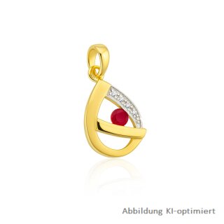 Anhänger aus mattiert/poliertem Gold 333 mit Rubin & Zirkonia
