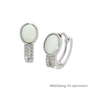 Klappcreolen aus Sterling Silber 925 mit synthetischem Opal & Zirkonia