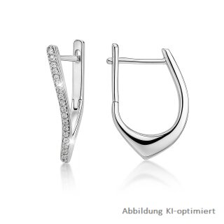 Klappcreolen aus Sterling Silber 925 mit Zirkonia – rhodiniert & poliert
