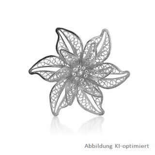 Anstecknadel Brosche Blüte echt Silber 925 matt/Glanz 32x29mm