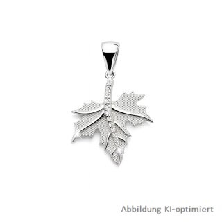 Anhänger Silber 925 rhodiniert mit Zirkonia – Ahornblatt-Design