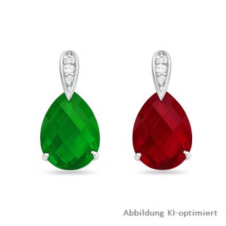 Anhänger Silber 925 rhodiniert mit Glasstein (rot oder grün) und weißen Zirkonia