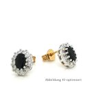 Klassische Ohrstecker 585 Gold oval mit Safir und einem...