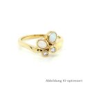 Brillantring mit Opal , Diamant 0,07TW/Si ,585 Gelbgold, poliert, Ringweite 57