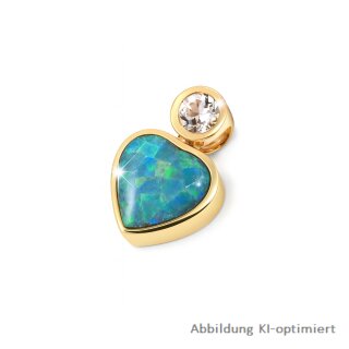 Gleiter-Anhänger mit Zirkonia & Opalith – Herzform, 375er Gold