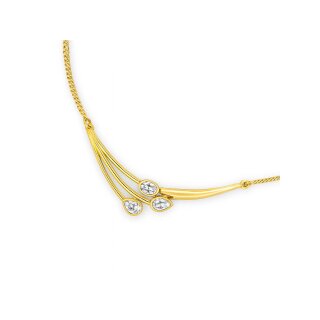 Zartes Goldcollier mit drei Zirkonia – 333er Gold, poliert