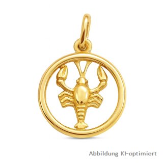 Sternzeichen-Anhänger Krebs aus Echtgold 585 – glänzend, ca. 19 × 14 mm