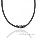Collier,Flechtkordel schwarz,Edelstahl matt 50 +1,3 cm
