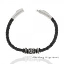 Armband,Flechtkordel schwarz,Edelstahl matt, 21,5 cm