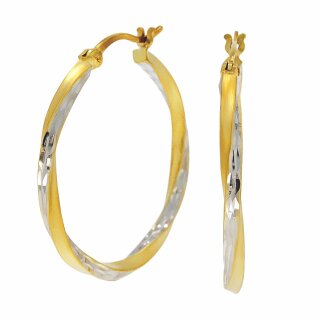 💎 Teilvergoldete Bügelcreolen aus Sterlingsilber 30 mm – Eleganz in Bicolor