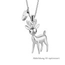 Bering Anhänger + Kette Edelstahl Kristall Rentier Herz 45cm