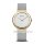Bering Damenuhr  Classic, Gehäuse goldfarben, Band Milanaise silberfarben, flaches Saphirglas, 3 ATM Wasserdicht 10135-0105