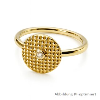 Eleganter 375-Goldring mit diamantbesetztem Strukturkopf (0,025 ct) Ringweite 60