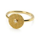 Eleganter 375-Goldring mit diamantbesetztem Strukturkopf...