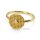 Eleganter 375-Goldring mit diamantbesetztem Strukturkopf (0,025 ct) Ringweite 60
