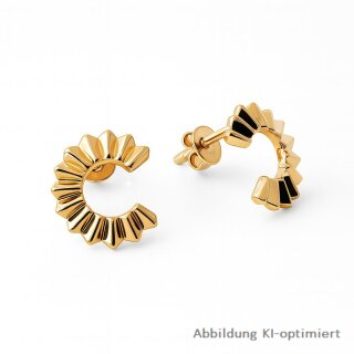 Elegante Ohrstecker aus poliertem Gold 375 – Fächerdesign, ca. 11×10 mm