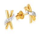 Moderne Gold 375 Ohrstecker mit Lab-Grown Diamanten (0,07...