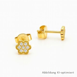 Florale Ohrstecker aus 375 Gold mit 0,105 ct lab-grown Diamanten (G/VS)