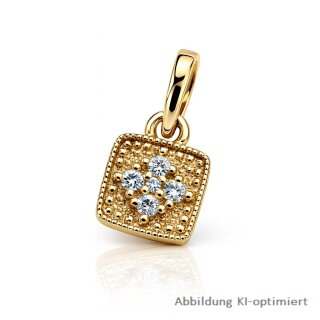 Zarter Quadrat-Anhänger aus 375 Gold mit Lab-Grown Diamanten (0,065 ct G/VS)