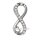 Eleganter Gleiter-Anhänger Infinity aus rhodiniertem 925 Sterling Silber – poliert, mit Zirkonia, 17×7 mm
