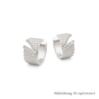 925er Silber Klappcreolen – rhodinierte Strukturoptik mit Zirkonia, ca. 9×16 mm