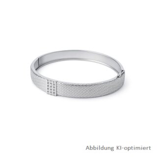 Silberner Armreif mit Zirkonia – 925 Silber, rhodiniert & poliert