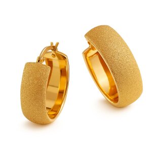 Ovale Creolen aus 585 Gold mit Sandstrahloptik – mattiert & poliert, Bügelverschluss
