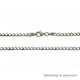 Panzerkette Silber 925 rhodiniert – ca. 50 cm | 3,5 mm – hochwertige, polierte Silberkette mit stabilem Karabiner