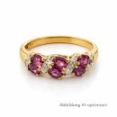 Eleganter Damenring 585 Gold poliert mit Rhodolit &...