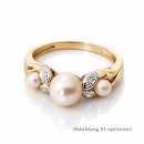 Eleganter Damenring aus 585er Gelbgold mit 3 Perlen &...