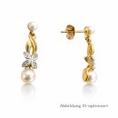 Elegante 585 Gold Damen Ohrstecker mit Perlen &...