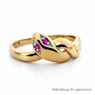 Eleganter Schlangenring aus 333 Gold mit Rubin Größe 57