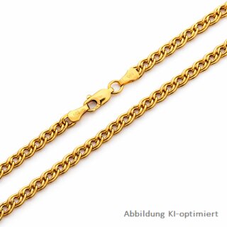 Doppelpanzerkette aus 585 Gelbgold – Zwillingspanzerkette ca. 5 mm, 42 cm, Karabinerverschluss