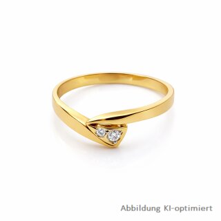 Diamantring aus 585 Gelbgold mit zwei Brillanten – elegant geschwungener Ringkopf Ringweite 55