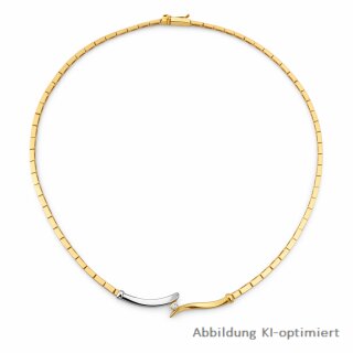 Edles Collier aus 585 Gold mit Diamant – Bicolor Gelb- & Weißgold, 42 cm