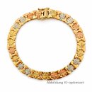 Fantasiearmband aus 585 Tricolor-Gold – gemustert...