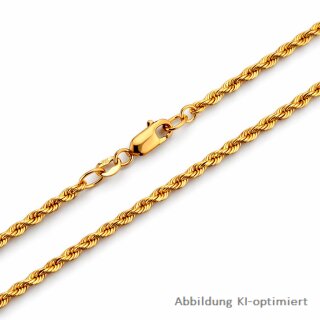 Kordelkette aus 333er Gold – halbmassiv, poliert mit Karabinerverschluss (50 cm)