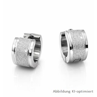 Klappcreolen aus Edelstahl mit mattierter & polierter Oberfläche – ca. 7 mm breit, Ø ca. 13 mm